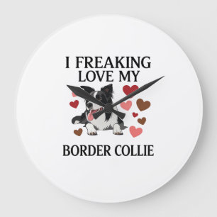 Tolles Border Collie Hund Herz_1 Große Wanduhr