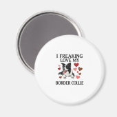 Tolles Border Collie Hund Herz_1 Magnet (Vorderseite/Rückseite)