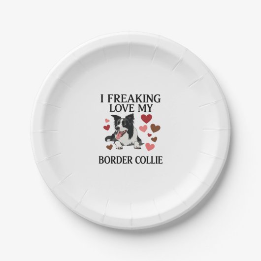 Tolles Border Collie Hund Herz_1 Pappteller (Vorderseite)