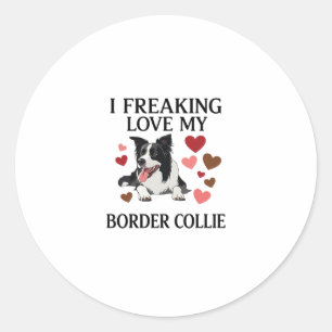 Tolles Border Collie Hund Herz_1 Runder Aufkleber