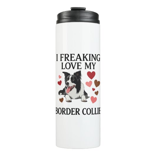 Tolles Border Collie Hund Herz_1 Thermosbecher (Vorderseite)