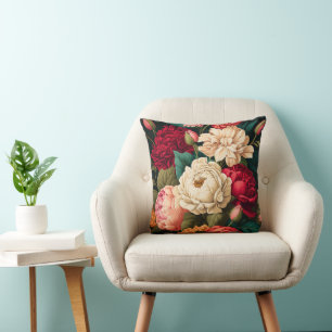 Tolles Cream Pink Red Floral Throw Kissen
