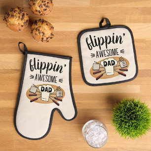 Tolles Dad BBQ zum Wenden Ofenhandschuh & Topflappen-Set