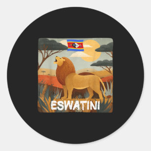 Tolles Eswatini Natur mit Löwe Grafik Kostüm Runder Aufkleber