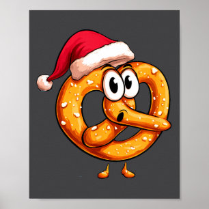 Tolles festliches Brezel mit Weihnachtsmannhut-Kos Poster