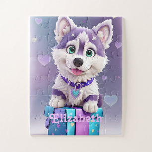 Tolles Geschenke Husky-Welpe feiert Puzzle