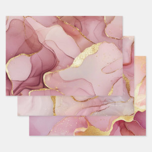 Tolles Glam Gold Rouge Pink Brautparty Geschenkpapier Set