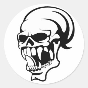 Tolles gruseliges Totenkopf Schwarz-Weiß-Druck -St Runder Aufkleber