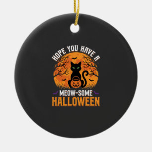 Tolles Halloween-Schwarzes-Katze Keramik Ornament