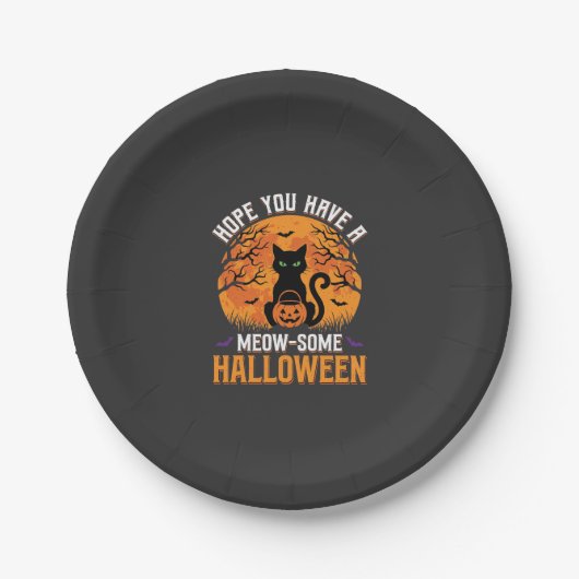 Tolles Halloween-Schwarzes-Katze Pappteller (Vorderseite)