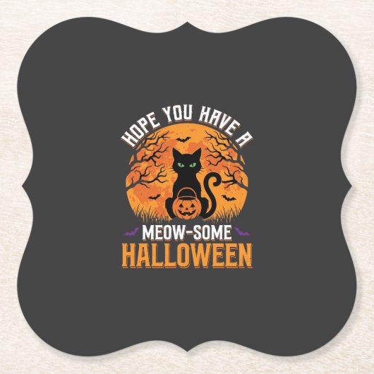 Tolles Halloween-Schwarzes-Katze Untersetzer (Vorderseite)