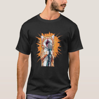 Tolles Karaoke-Outfit mit singender Katze T-Shirt