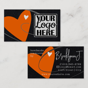 Tolles neonoranges Liebesherz für Bastler-Logo Visitenkarte