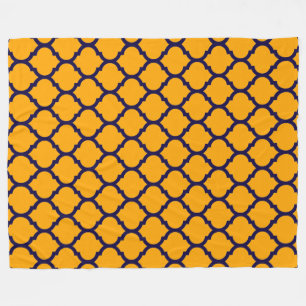 Tolles Orange Blau Marokkanisches Vierpass-Muster Fleecedecke
