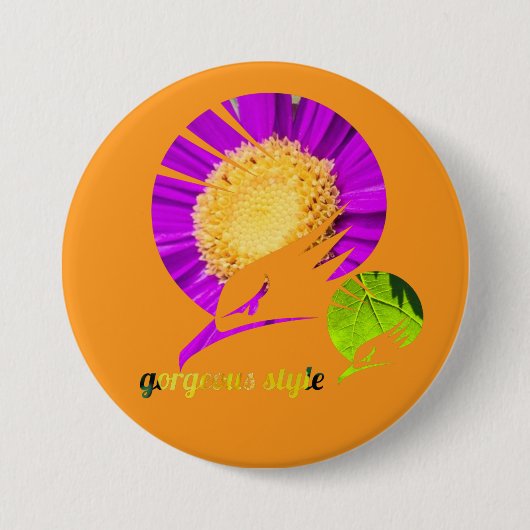 Tolles orangefarbenes Design Button (Vorderseite)