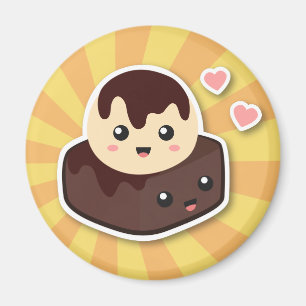 Tolles Paar Vanilleeis und Brownie Magnet