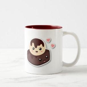Tolles Paar Vanilleeis und Brownie Zweifarbige Tasse