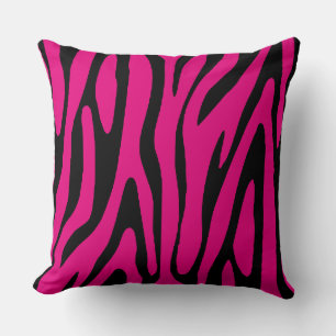 Tolles Rosa und Schwarzes Zebrafell-Streifenmuster Kissen