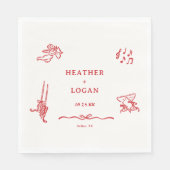 Tolles rotes Lasst-uns-anstoßen-Verlobungsfeier Serviette (Vorderseite)