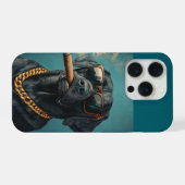Tolles schwarzes Lab mit Zigarre und Goldkette iPhone Hülle (Rückseite (Horizontal))