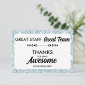 Tolles Team Tolles Personal Danke Schild | Mitarbe (Stehend Vorderseite)