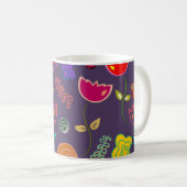 Tolles Tulpenmuster Lila Kaffeetasse (VorderseiteRechts)