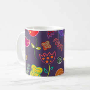 Tolles Tulpenmuster Lila Kaffeetasse