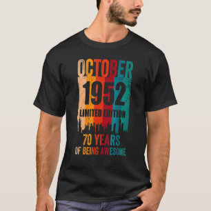 Tolles Vintage 70. Geburtstags-Retro-Oktober 1952  T-Shirt