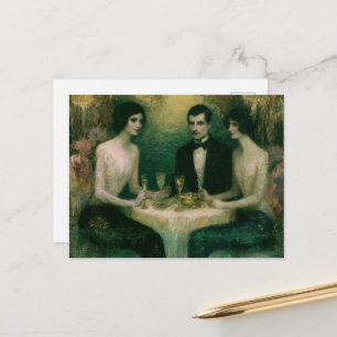 Tolles Vintage-Meeresjungfrau-Abendessen Postkarte