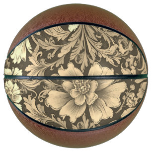 Tolles Vintage-Sepia-Blumenmuster  Basketball