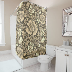 Tolles Vintage-Sepia-Blumenmuster  Duschvorhang