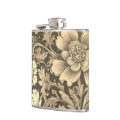 Tolles Vintage-Sepia-Blumenmuster Flachmann (Links)