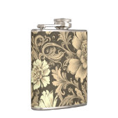 Tolles Vintage-Sepia-Blumenmuster Flachmann (Rechts)