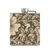Tolles Vintage-Sepia-Blumenmuster Flachmann (Rückseite)