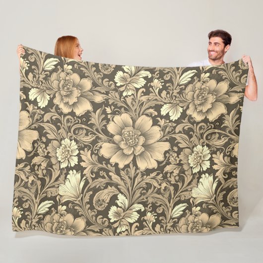 Tolles Vintage-Sepia-Blumenmuster Fleecedecke (Beispiel)