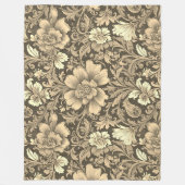 Tolles Vintage-Sepia-Blumenmuster Fleecedecke (Vorderseite)