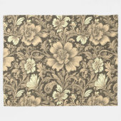 Tolles Vintage-Sepia-Blumenmuster Fleecedecke (Vorderseite (Horizontal))