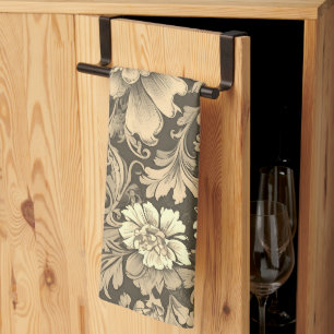 Tolles Vintage-Sepia-Blumenmuster  Geschirrtuch