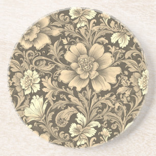 Tolles Vintage-Sepia-Blumenmuster Getränkeuntersetzer