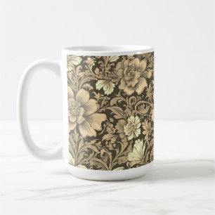 Tolles Vintage-Sepia-Blumenmuster  Kaffeetasse