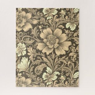 Tolles Vintage-Sepia-Blumenmuster Puzzle