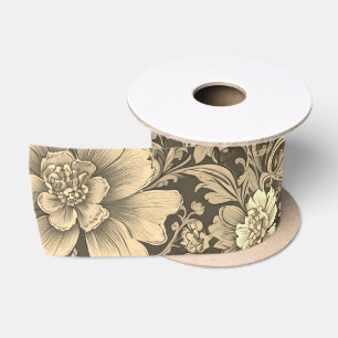 Tolles Vintage-Sepia-Blumenmuster  Satinband