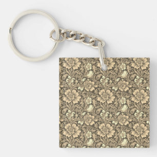 Tolles Vintage-Sepia-Blumenmuster Schlüsselanhänger