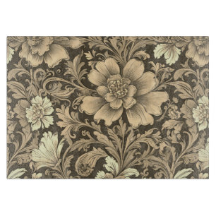 Tolles Vintage-Sepia-Blumenmuster Schneidebrett