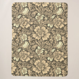 Tolles Vintage-Sepia-Blumenmuster Sherpadecke