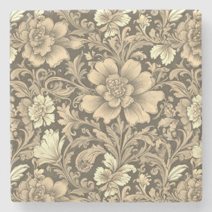 Tolles Vintage-Sepia-Blumenmuster Steinuntersetzer