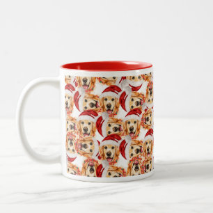 Tolles Weihnachtsmuster mit Golden Retriever Zweifarbige Tasse
