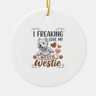 Tolles Westie-Hundeherz Pfoten_1 Keramik Ornament