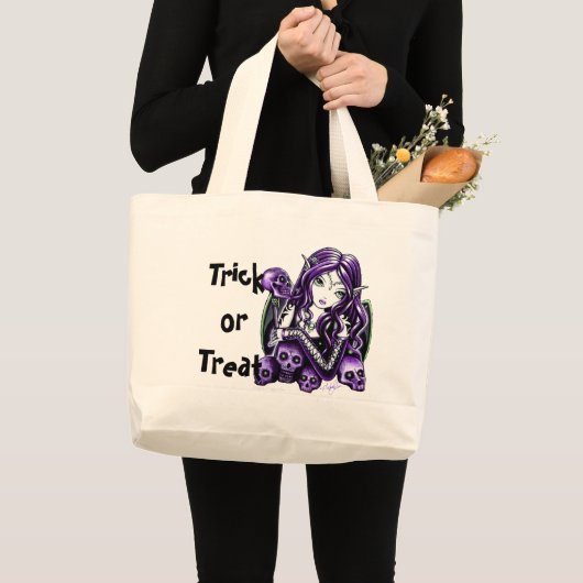 Tollkirschen-lila Feen-Halloweentrick-oder Jumbo Stoffbeutel (Vorderseite (Produkt))