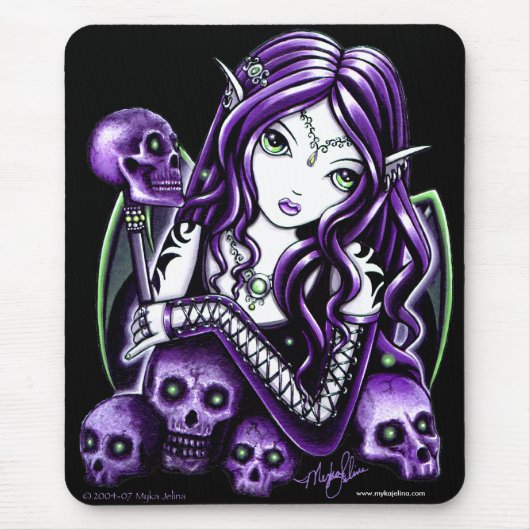 Tollkirschen-lila Schädel-Fee Mousepad (Vorne)